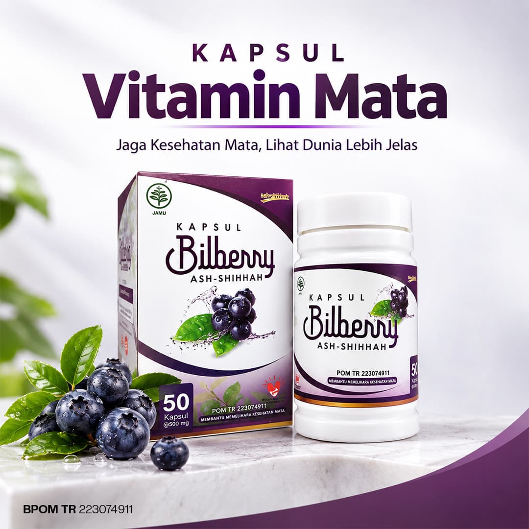 Kapsul Bilberry Ash-Shihhah vitamin mata 50 kapsul