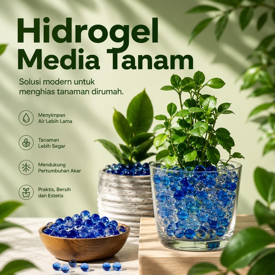Rumah Lebih Asri Tanpa Tanah Kotor — Hidrogel Media Tanam + GRATIS Vas Bunga